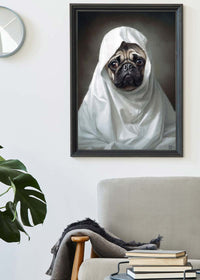 Ghost Pug Dog Portrait Print