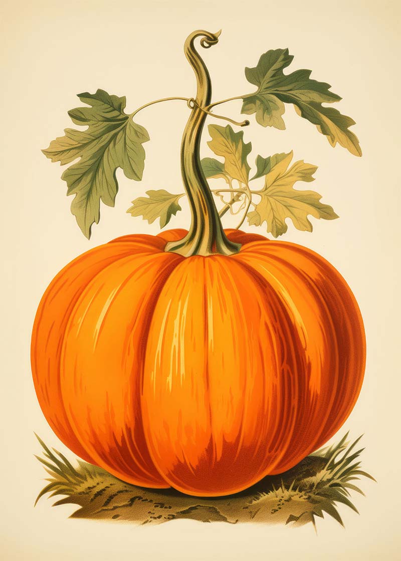 Vintage Pumpkin Illustration Halloween Print
