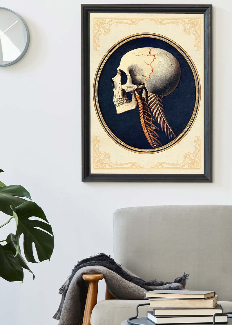 Vintage Skull Medical Diagram Side View Print