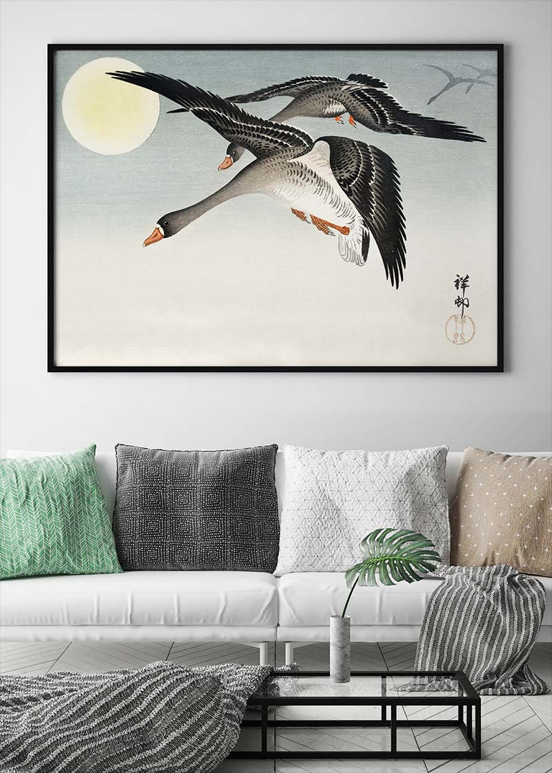 Birds at Full Moon by Ohara Koson