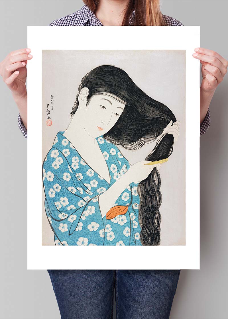Woman Combing Hair by Hashiguchi Goyo