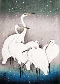 Group of Egrets Herons by by Ohara Koson