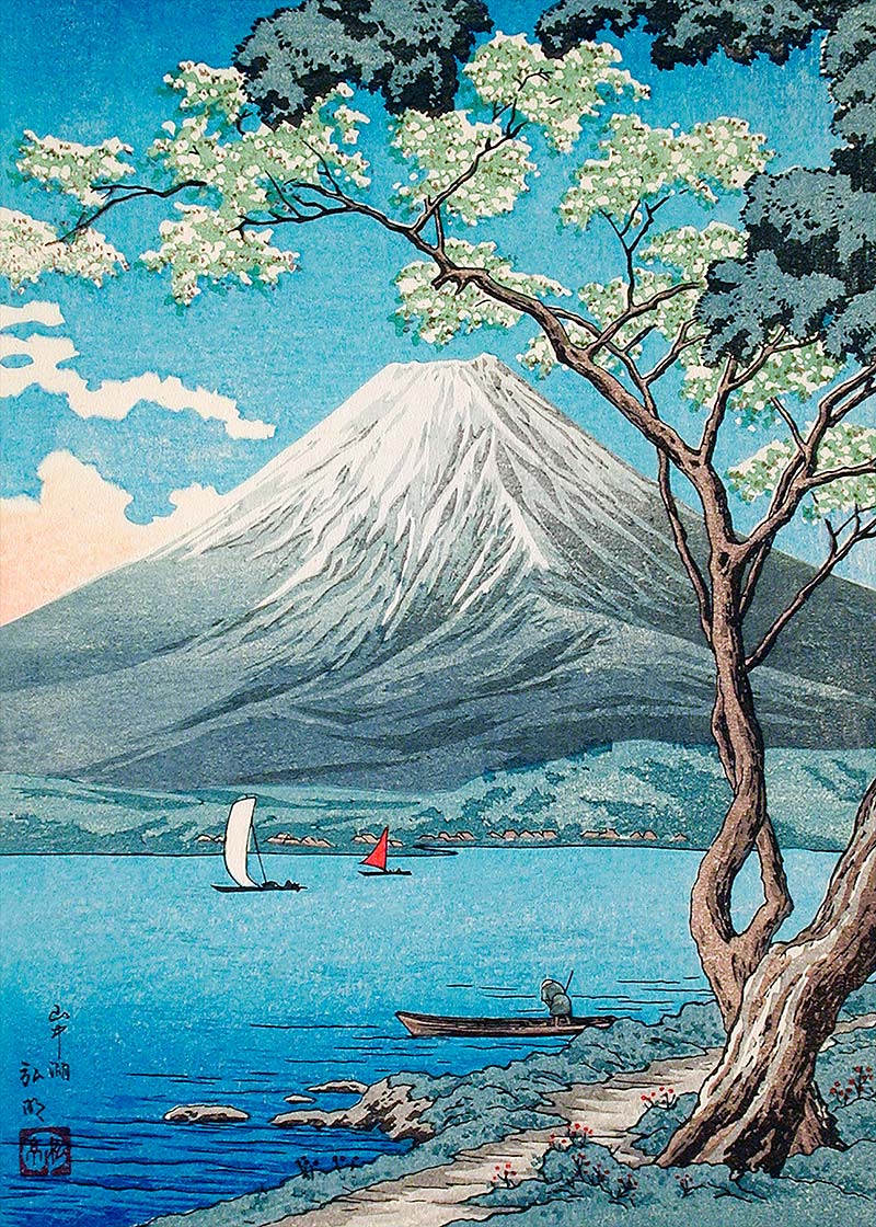 絵画 TAKEHIKO Mt.Fuji Mount Fuji from Lake Yamanaka print by Hiroaki Takahashi – InkAndDrop