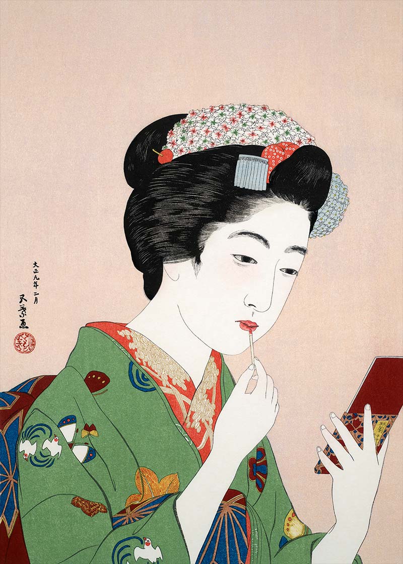 Woman Applying Rouge by Goyo Hashiguchi