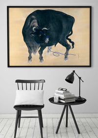 Black bull Japanese painting by Mochizuki Gyokusen