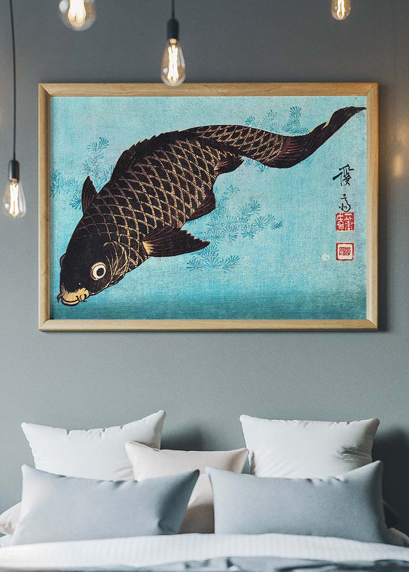 Koi Carp Japanese fish illustration by Keisai Eisen