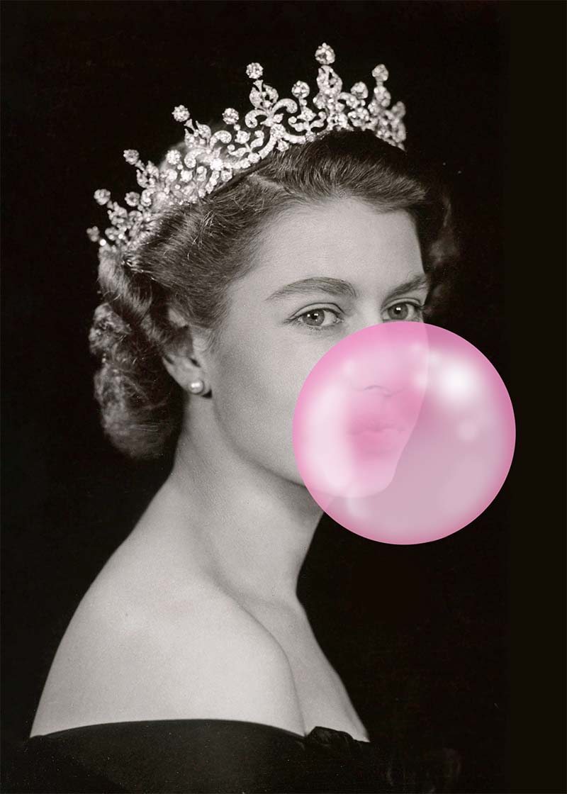 Queen Blowing Bubblegum Platinum Jubilee Print-InkAndDrop