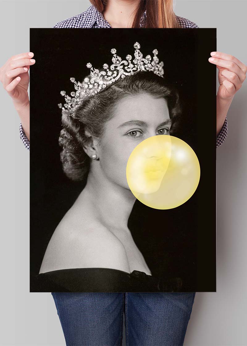 Queen Elizabeth with Bubblegum Yellow Print