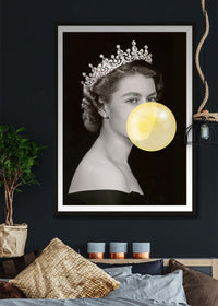 Queen Elizabeth with Bubblegum Yellow Print