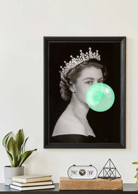 Queen Elizabeth with Bubblegum Teal Print