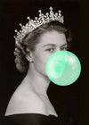 Queen Elizabeth with Bubblegum Teal Print
