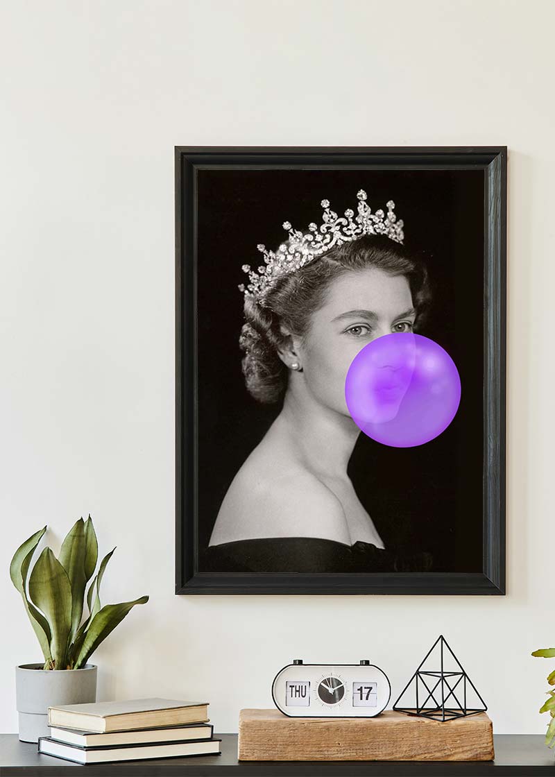Queen Elizabeth with Bubblegum Purple Print