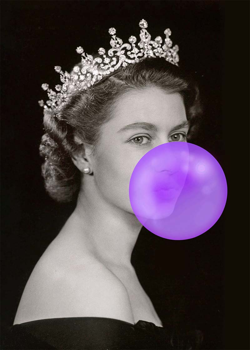 Queen Elizabeth with Bubblegum Purple Print