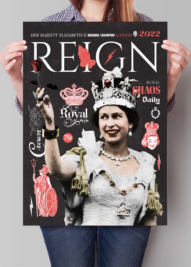 Reign Queen Elizabeth Platinum Jubilee Magazine Cover Dark-InkAndDrop