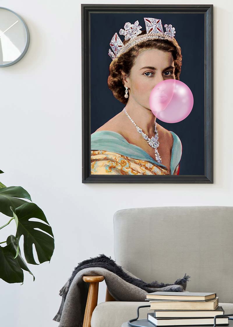 Queen Elizabeth II Vintage Portrait with Bubblegum