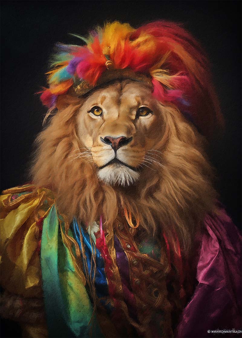 Rainbow Lion Animal Portrait Print