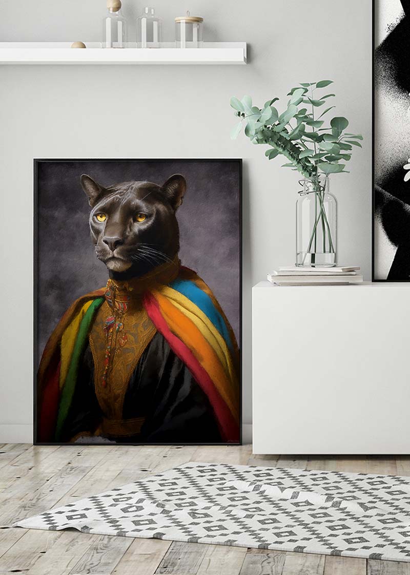 Rainbow Panther Animal Portrait Print