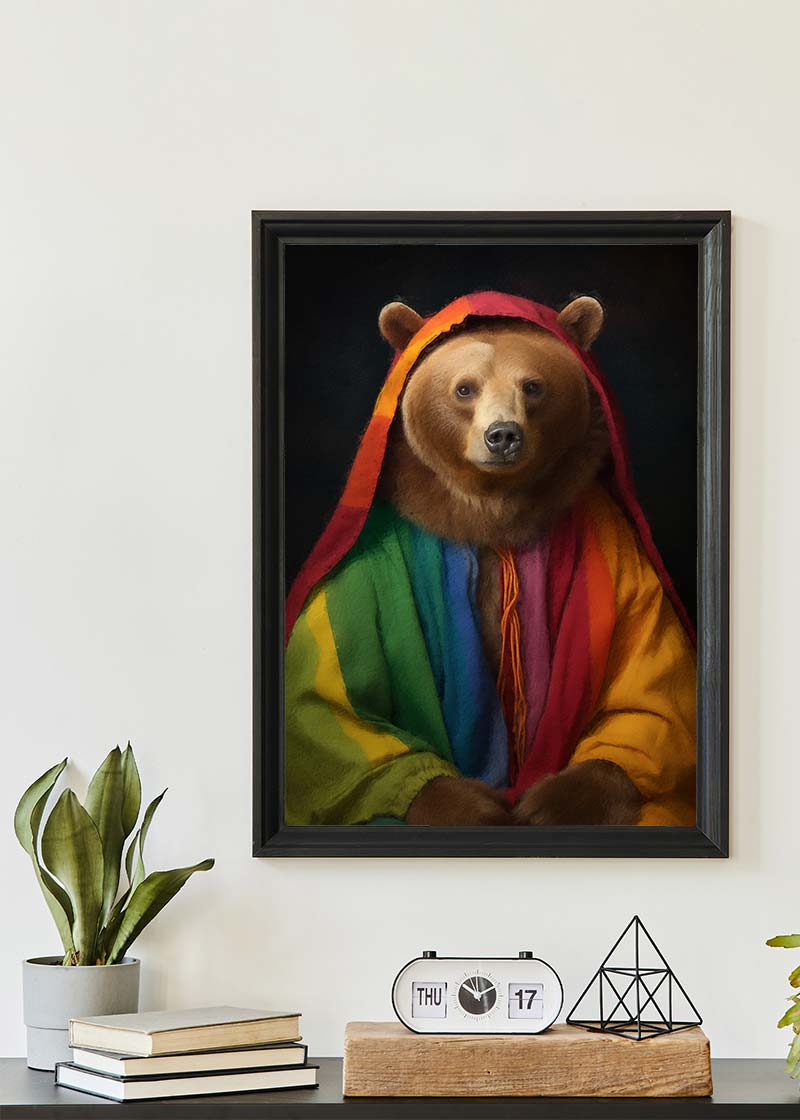 Rainbow Bear Animal Portrait Print