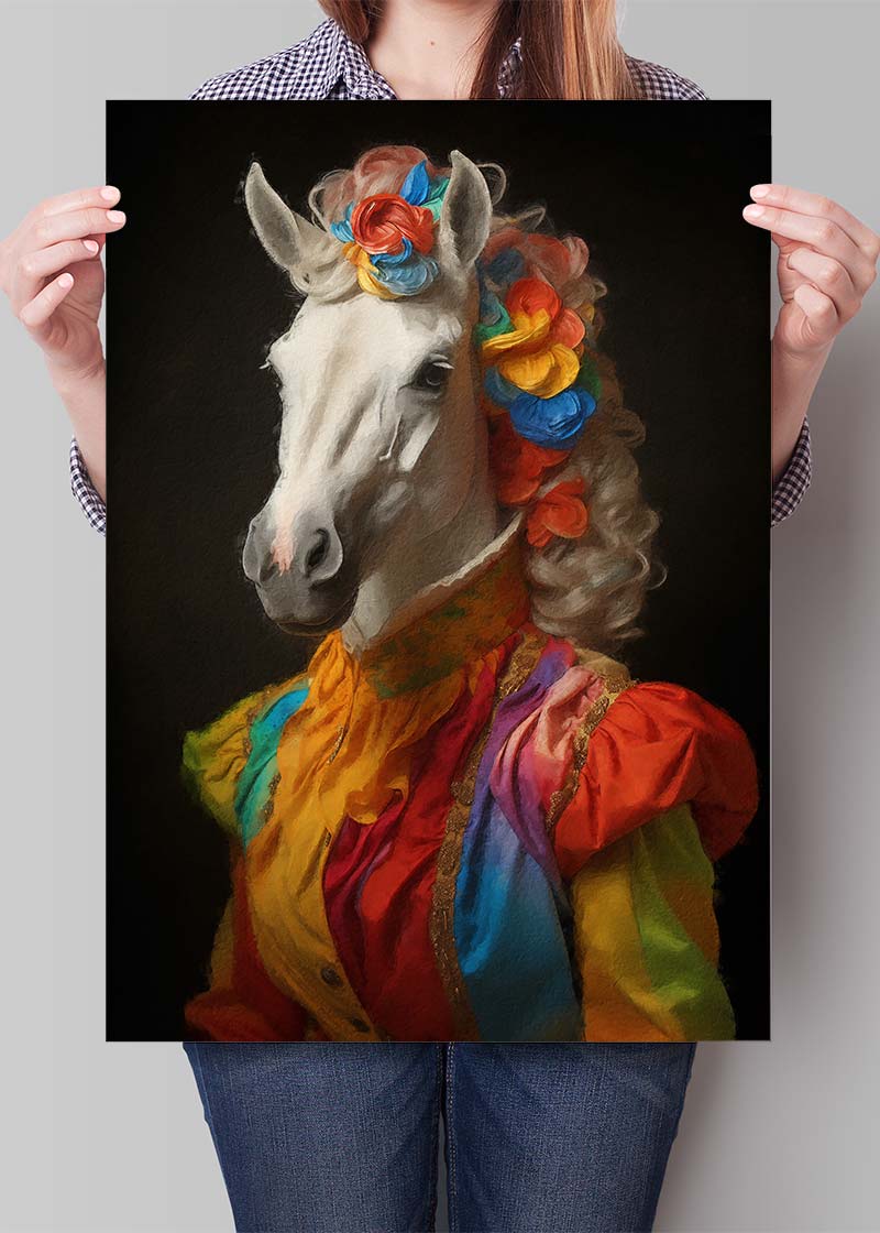 Rainbow Horse Animal Portrait Print