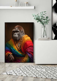 Rainbow Gorilla Animal Portrait Print