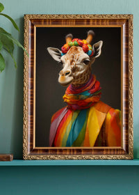Rainbow Giraffe Animal Portrait Print