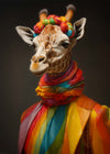 Rainbow Giraffe Animal Portrait Print