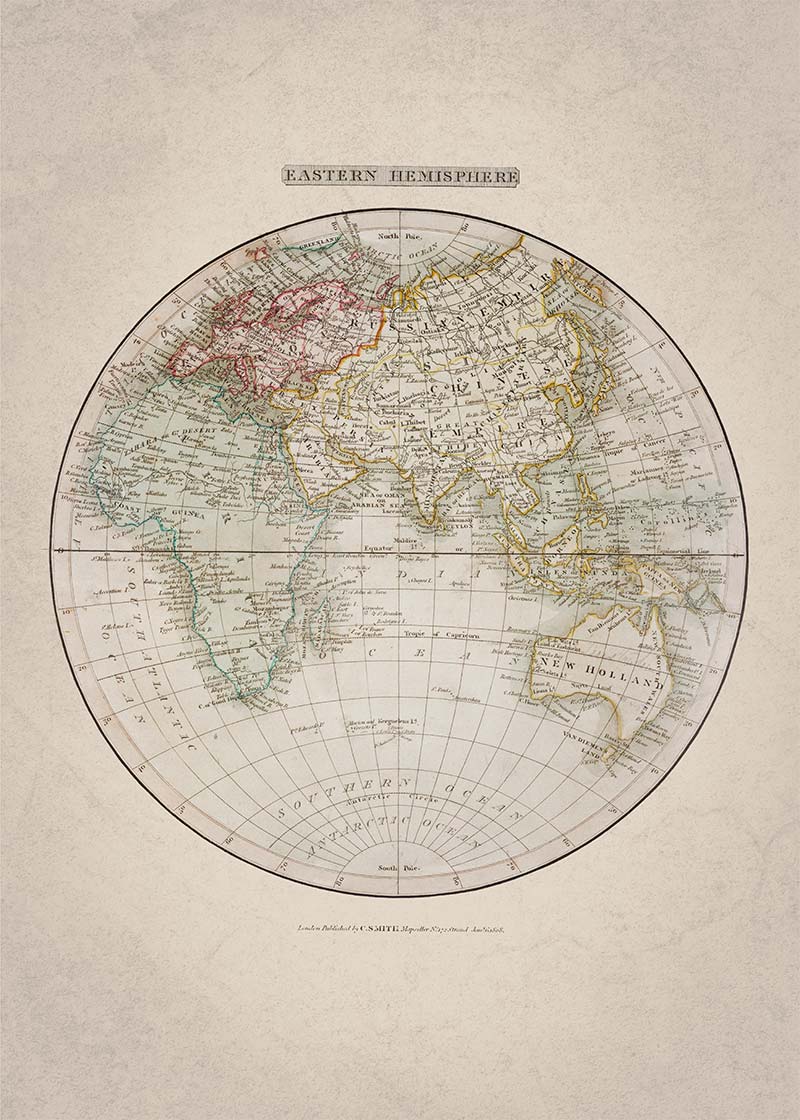 Eastern Hemisphere Map from 1808