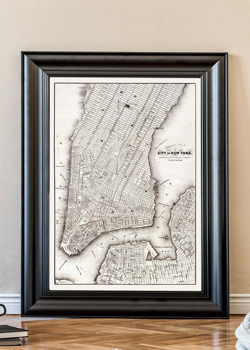 1850 New York City Map Black and White
