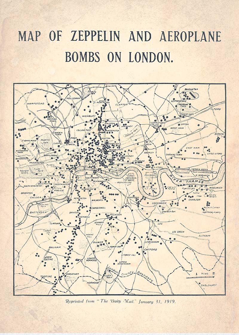 A Map of Bombs on London 1919