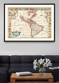 Vintage Map of America from 1640 by Abraham Goos