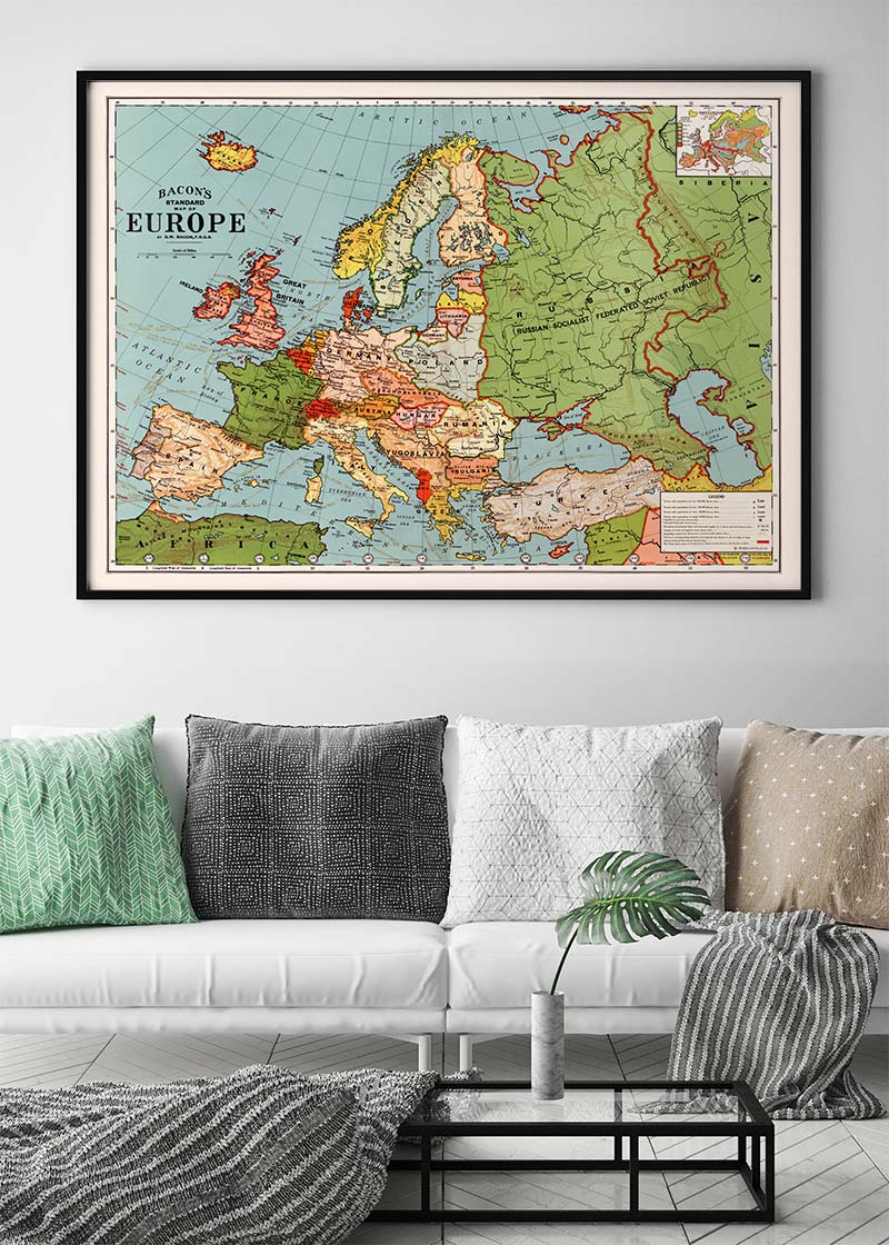 Bacons standard map of Europe by George Washington Bacon