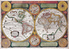 Vintage Map of the World with Both Hempispheres