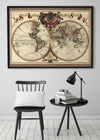 Decorative Antique Map Showing Nautical Exploration Routes