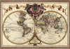 Decorative Antique Map Showing Nautical Exploration Routes