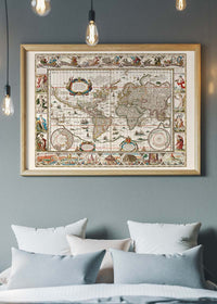 1630 Ornate Map by Willem Blaeu