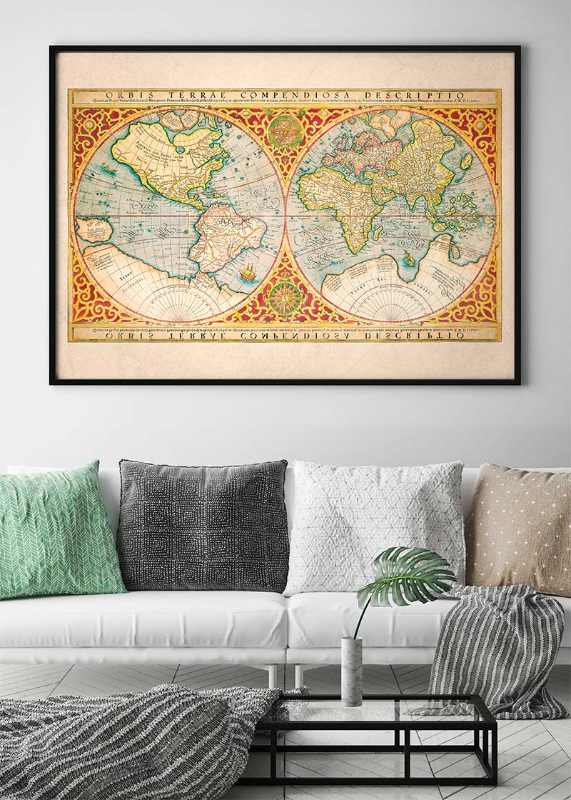 Illustrated Great World Map Of 1569 by C H Apperson