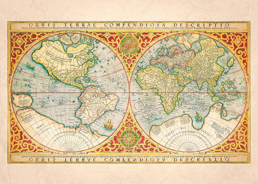 Illustrated Great World Map Of 1569 by C H Apperson – InkAndDrop