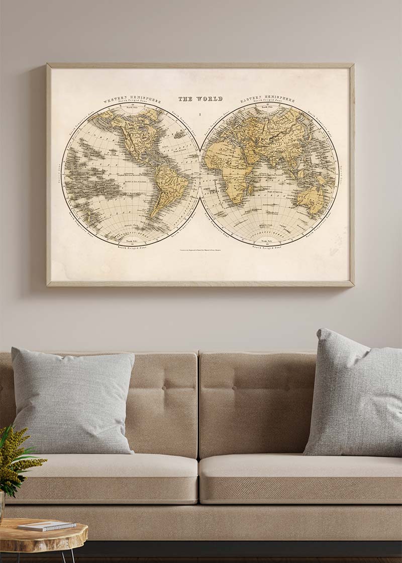Vintage World Map By Gilmour And Dean