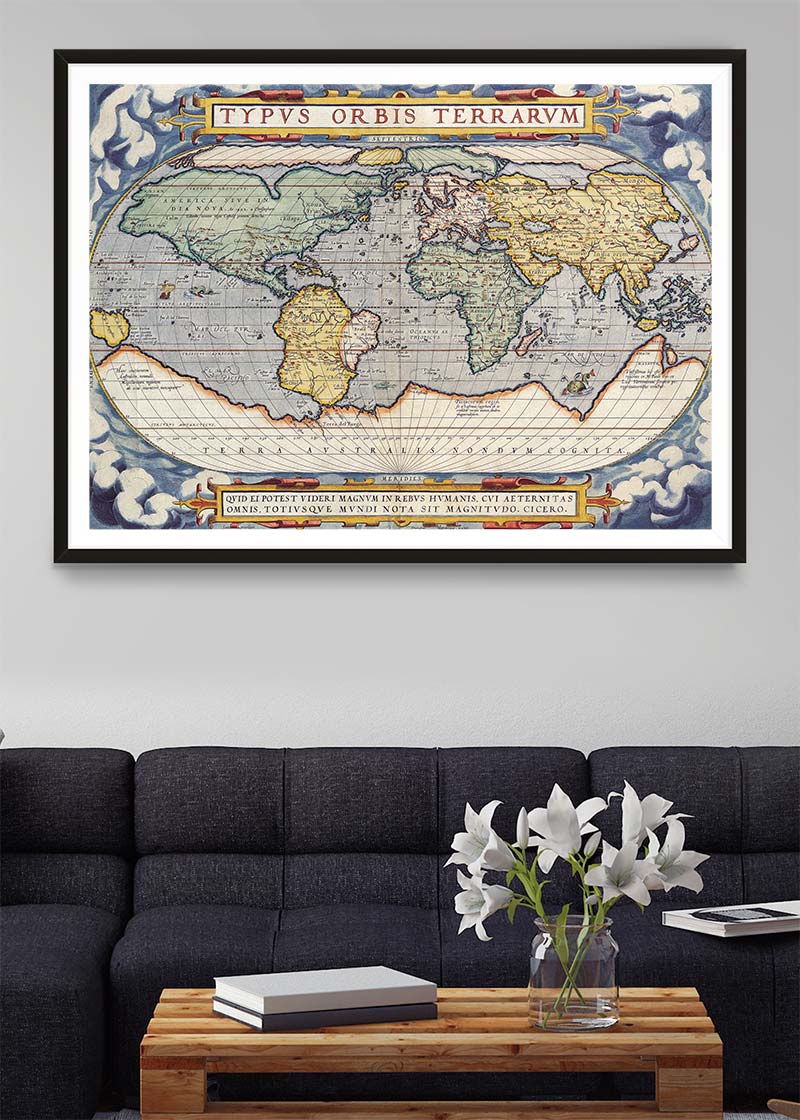 Antique Map Of The World Map Of The World by Abraham Ortelius