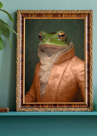 Frog in Peach Jacket Animal Portrait Print