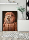 Lion in Peach Jacket Animal Portrait Print