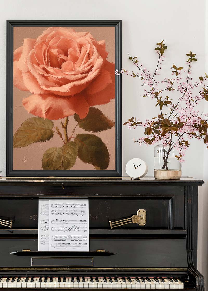 Large Close-Up Peach Rose Painting
