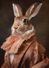 Large Rabbit Peach Portait Print
