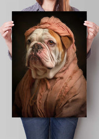 English Bulldog in Peach Outfit Print