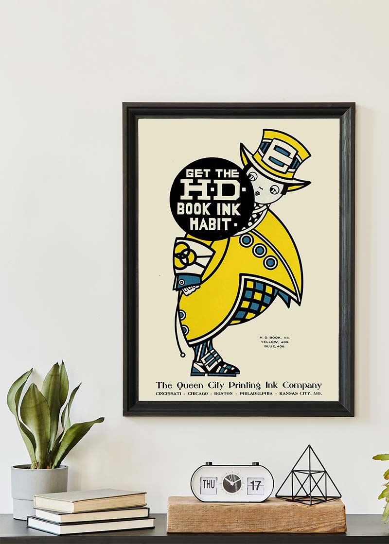 Queen City Printing Inks Vintage Poster - Yellow Man Print