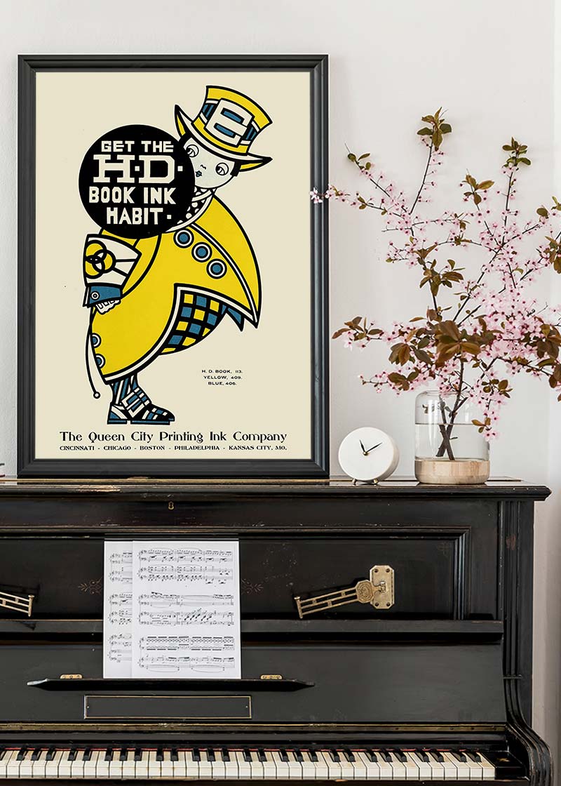 Queen City Printing Inks Vintage Poster - Yellow Man Print