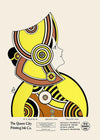 Queen City Printing Inks Vintage Poster - Yellow & Brown Lady Print