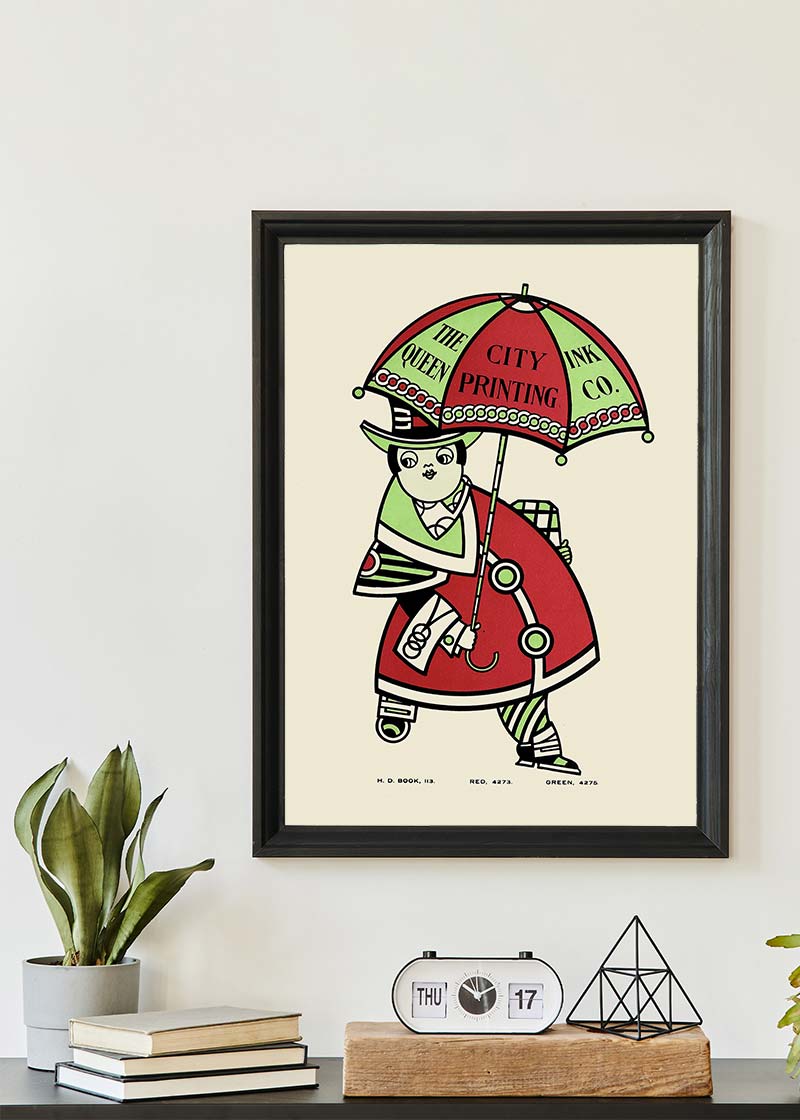 Queen City Printing Inks Vintage Poster - Umbrella Print