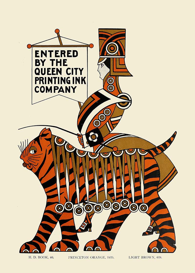 Queen City Printing Inks Vintage Poster - Gold Tiger Print