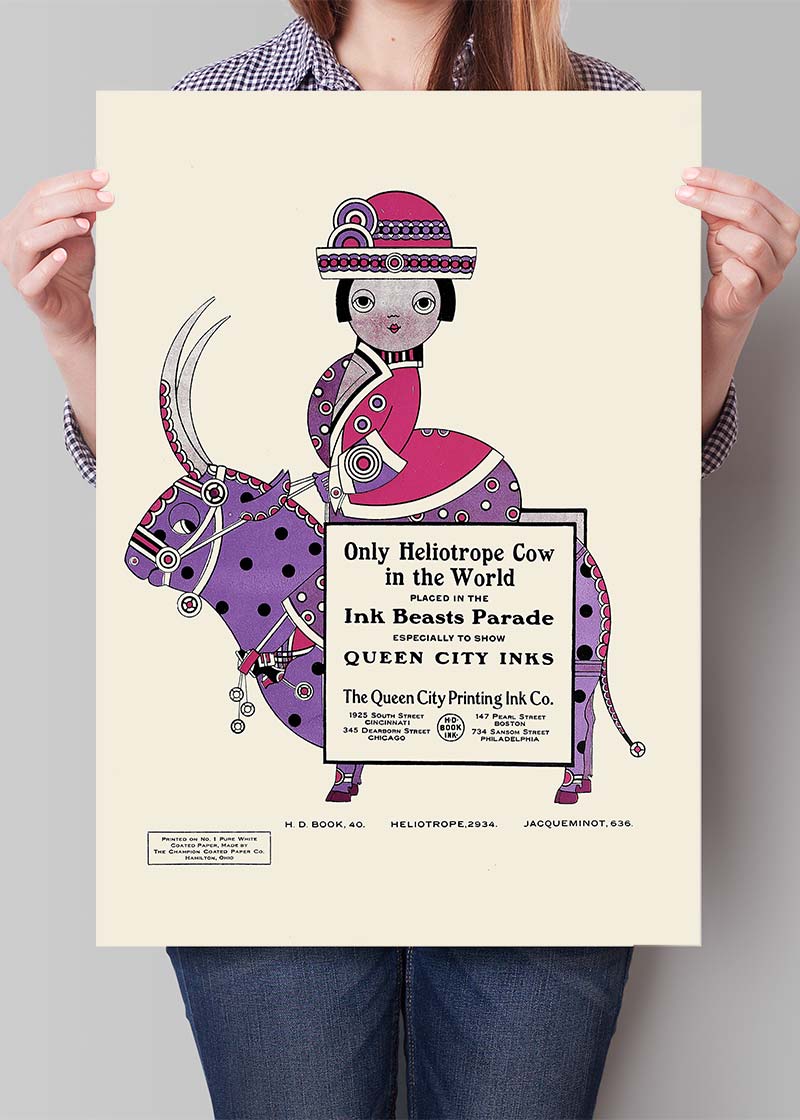 Queen City Printing Inks Vintage Poster - Spotty Pink Cow Print